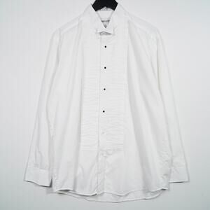 Wing Collar Tuxedo Shirt White Pleated Bib Formal L Wedding